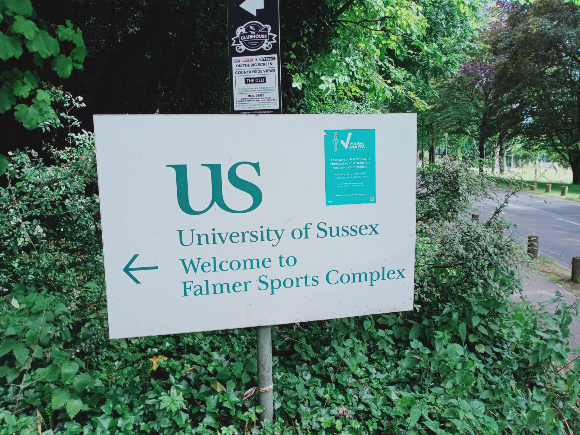 University of Sussex Falmer Sports Complex welcome sign