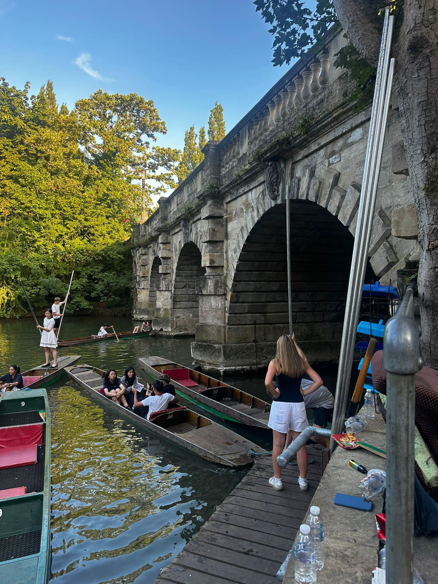 Camp attendees punting on the river in Oxford