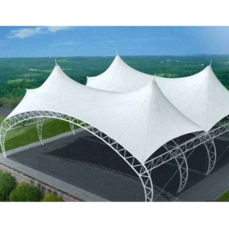 Four-peak tensile membrane court cover