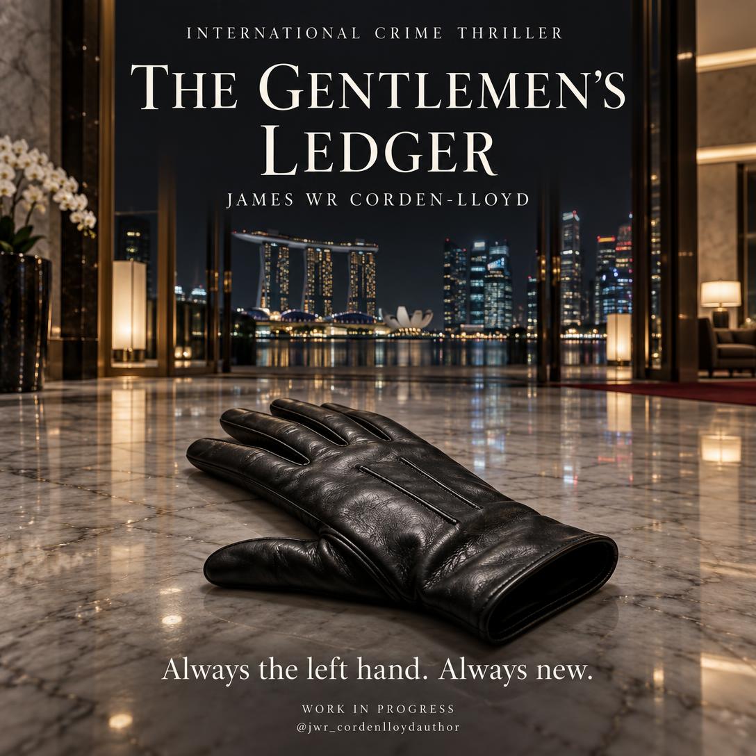 The Gentlemen's Ledger work-in-progress teaser: a single black dress glove in a Singapore hotel lobby